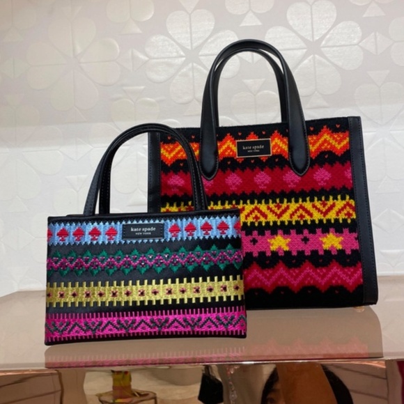 Kate Spade MANHATTAN CARNIVAL FAIR ISLE Purse Mini Tote with Crossbody Strap - Picture 9 of 13